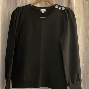 J. Crew Elegant Black Blouse with Decorative Buttons